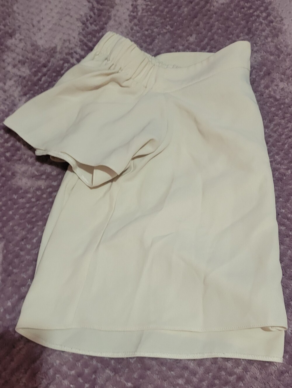Topshop Cream One-Shoulder Ruffle Tunic Top